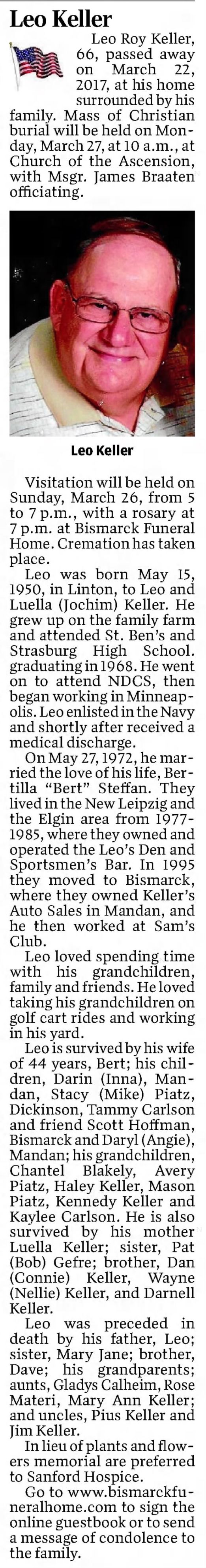 Clipping from The Bismarck Tribune